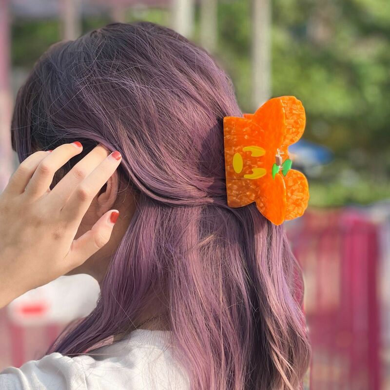 Pinza de pelo de acetato de ratón de calabaza de dibujos animados de Halloween para mujeres y niñas, pinzas para el cabello de cangrejo de princesa, accesorios para el cabello de moda