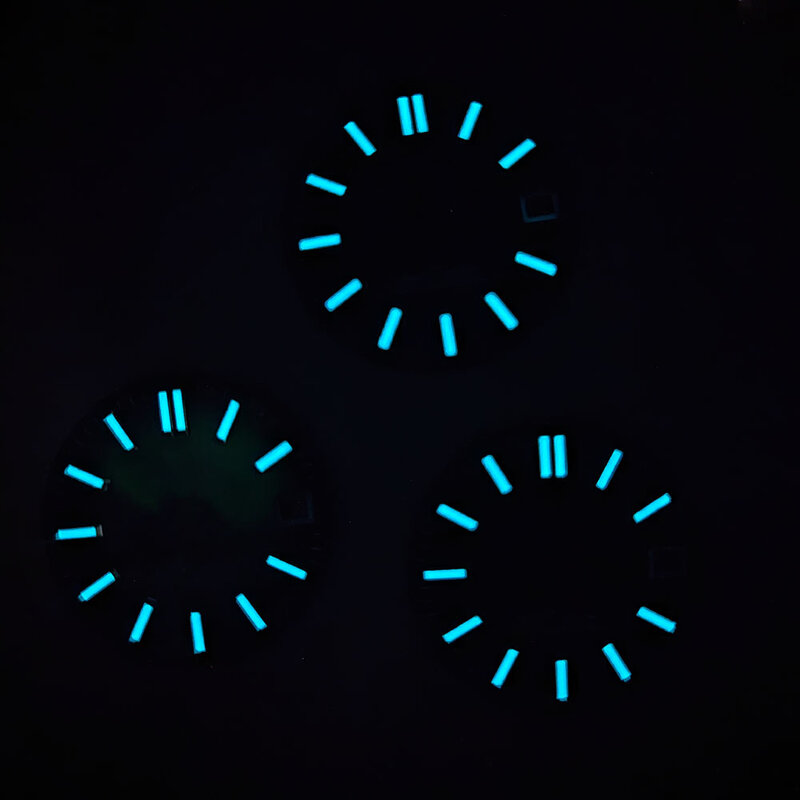 28.5MM ice blue luminous NH35 red dial green brown watch face date window watch face nh35 nh36 watch parts