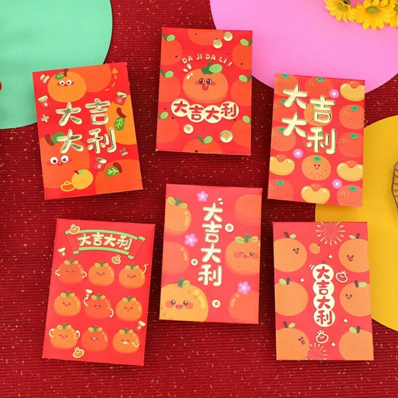 6pcs Frühlings fest rote Umschläge das Jahr des Drachen Glück Geld umschlag Glück Geld segnen 2024 neue chinesische Neujahrs dekoration