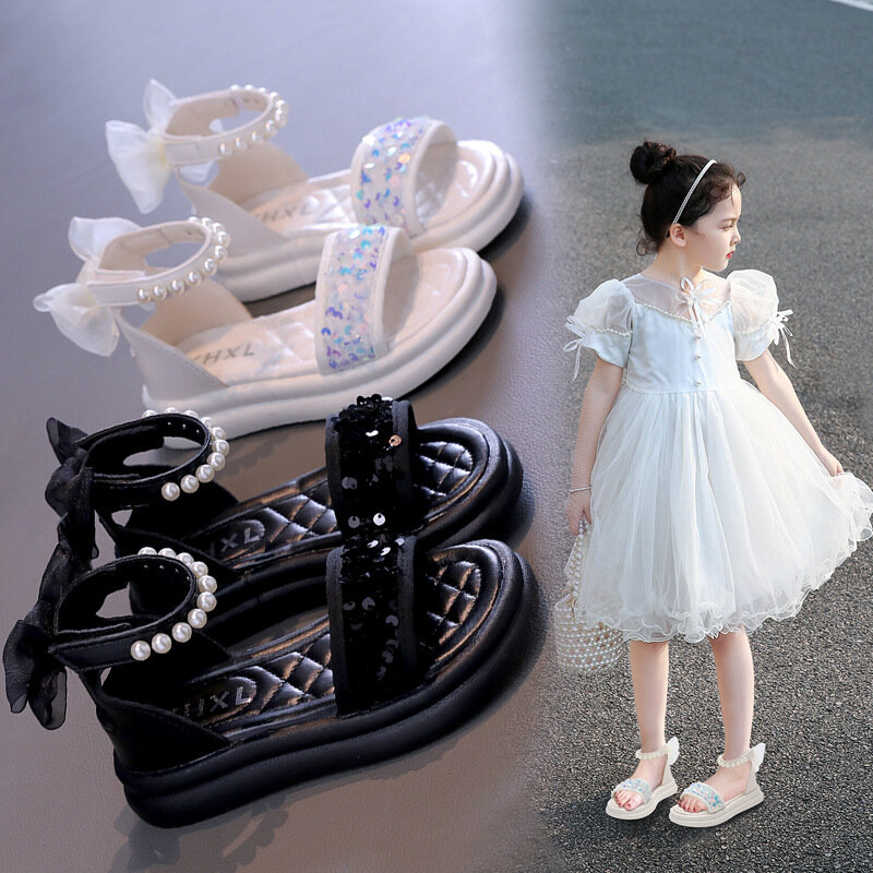 Girls Sandals Children Summer Shoes Bowtie Bring New Arrival Fashion Outdoor Sandalias From 4-5-6-7-8Y 787