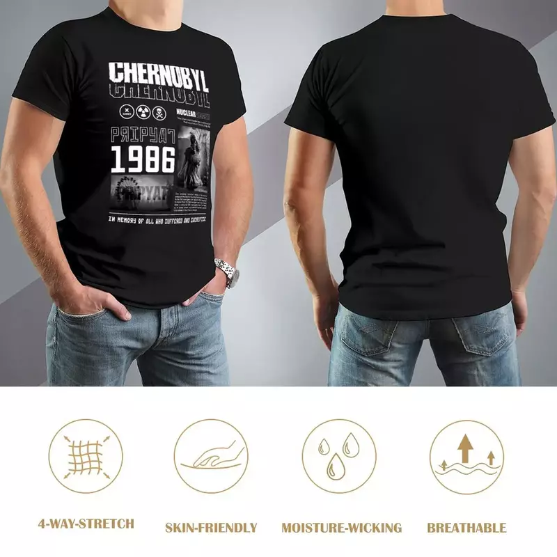 T-shirt cernobil magliette vuote t-shirt corta t-shirt nera tinta unita da uomo