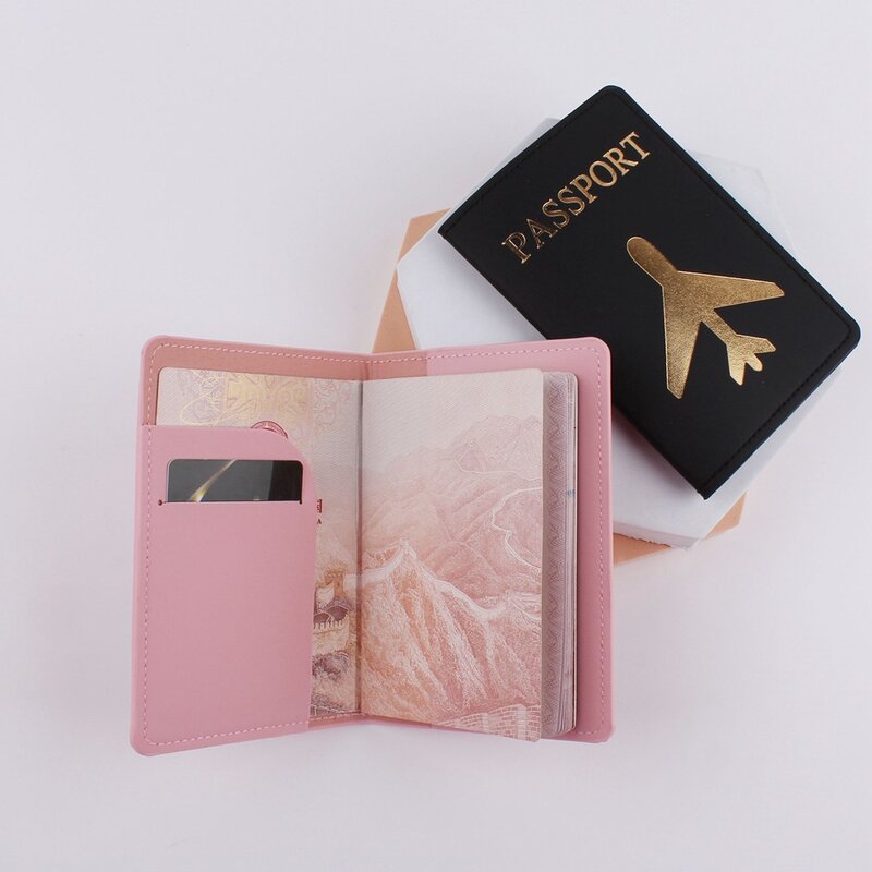 Couple Wedding Passport Cover Case Set Letter Travel Holder Passport Cover New Hot Stamping Plane Passport Cover Luggage Tag