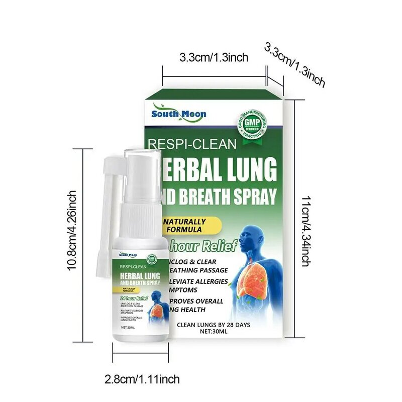 Lotto Spray detergente per i polmoni a base di erbe Detox per l'alito alleviare le difficoltà respiratorie trattamento per la tosse dell'infiammazione della gola pruriginosa