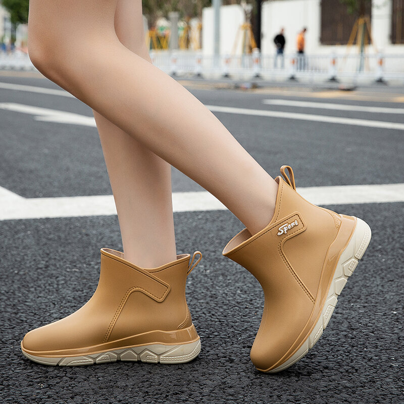 STRONGSHEN Moda Feminina Botas de Chuva Mid-Tube Impermeável Botas de Borracha PVC Pelúcia Não-Deslizamento Sapatos de Água Sapatos Ao Ar Livre