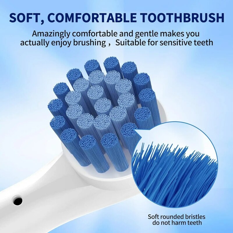 Kepala sikat pengganti, 4/8 buah untuk sikat gigi listrik Oral B aksi silang 3D Pro putih presisi standar bersih harian