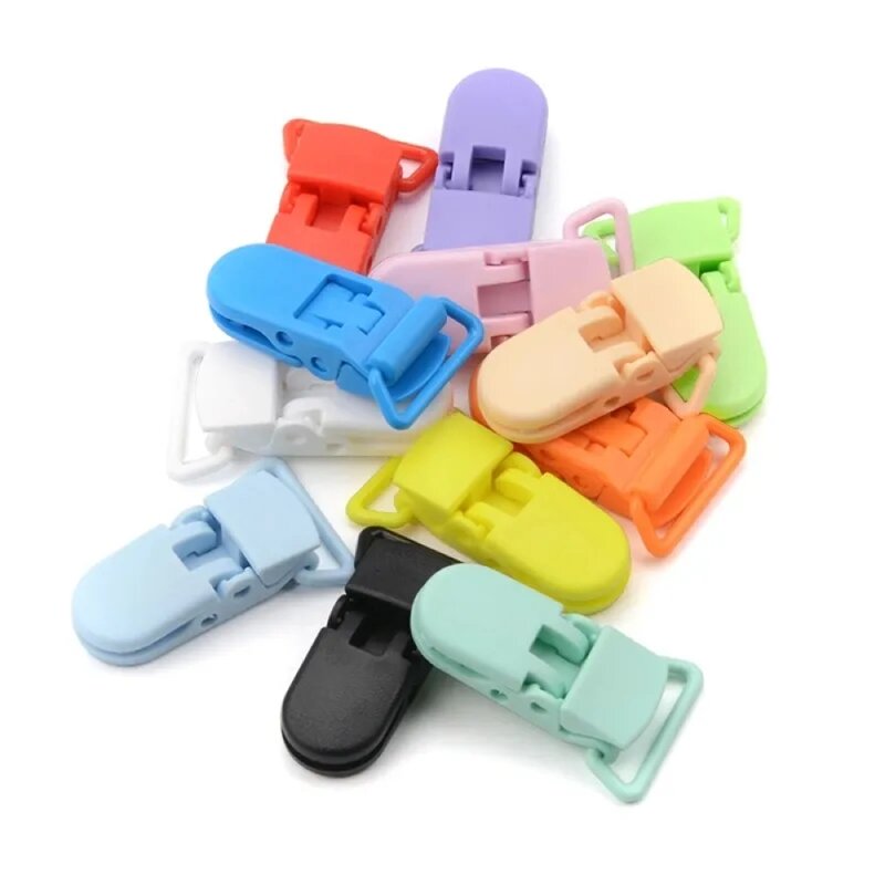10pcs/lot Baby Nipple Plastic Clasp 20mm Colorful Silicone Beads Chain Making Accessory Feeding Tools For Infant Pacifiers Clip