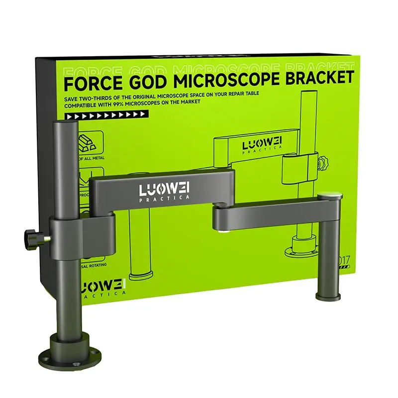 Luowei-LW-017 Braço giratório do suporte do microscópio, universal, flexível, dobramento, 360 °, levantamento ajustável, fixo, metal, forjamento