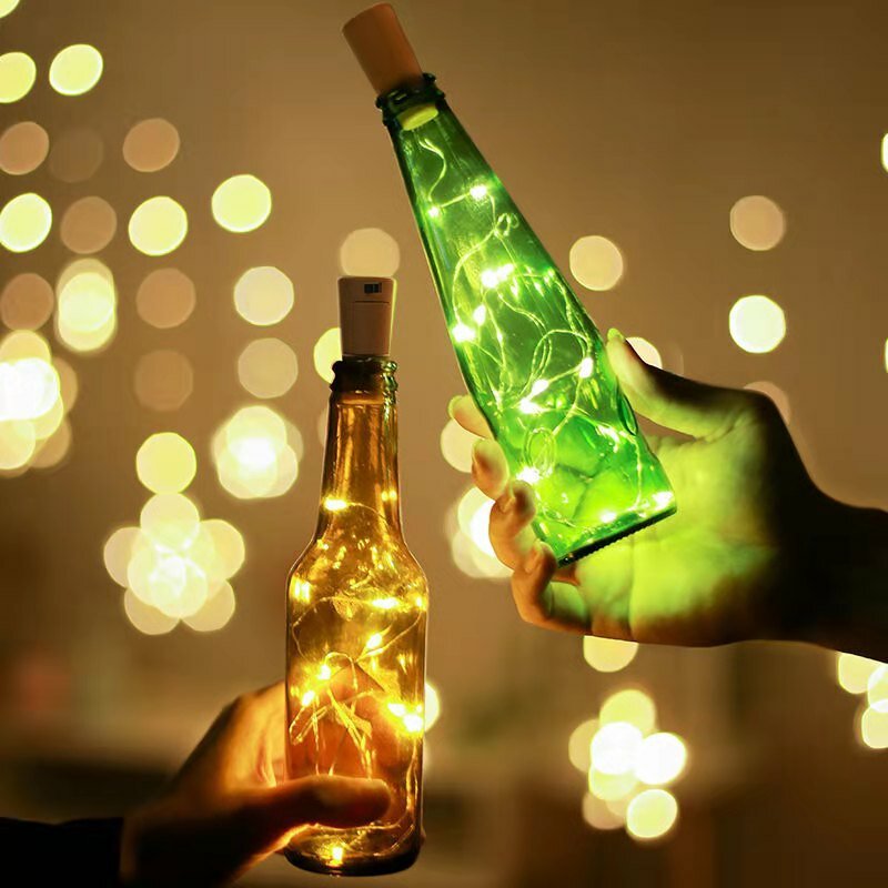 Luz de corcho alimentada por batería, barra de luz LED, tapón de botella de vino, fiesta de cumpleaños, 3m, 2m, 1m, 1 pieza, 3 piezas, 5 piezas, 10 piezas