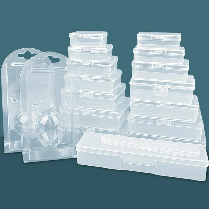 PP Transparent Box Rectangular Flip Storage Box Square Packaging Case Round Blister Box Accessories Organizing Product Packag