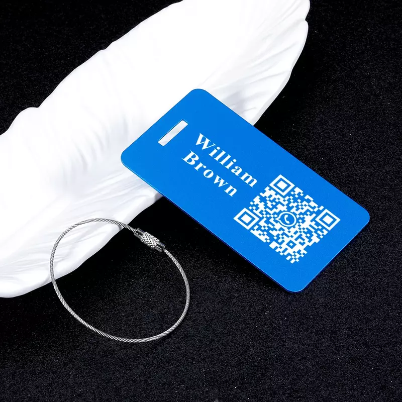 Kode QR Tag Bagasi Yang Dipersonalisasi Laser Tag Perjalanan Yang Dapat Digunakan Kembali Penanda Bagasi Travel Logam Mode Ukiran Nomor Koper Bagasi