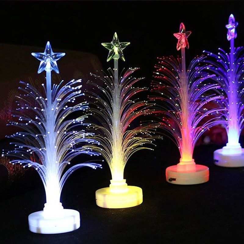 Colorful LED Fiber Optic Night Light Christmas Tree Light LED Table Lamp Holiday Atmosphere Light Home Decoration Xmas Gift