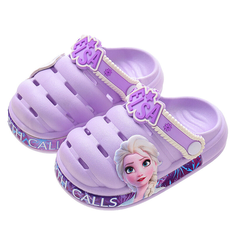 Sandalias y zapatillas de dibujos animados para niños y niñas, zapatos con agujeros de princesa Aisha, antideslizantes, fondo suave, Verano