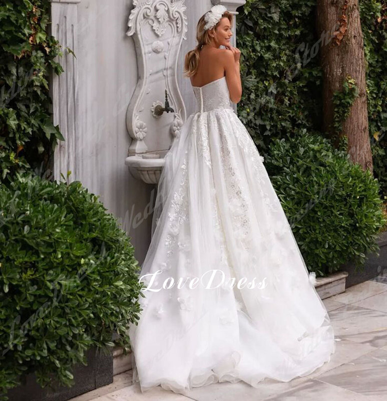 Элегантное свадебное платье LoveDress без бретелек для женщин с высоким разрезом ТРАПЕЦИЕВИДНОЕ платье для невесты со шлейфом платье для невесты