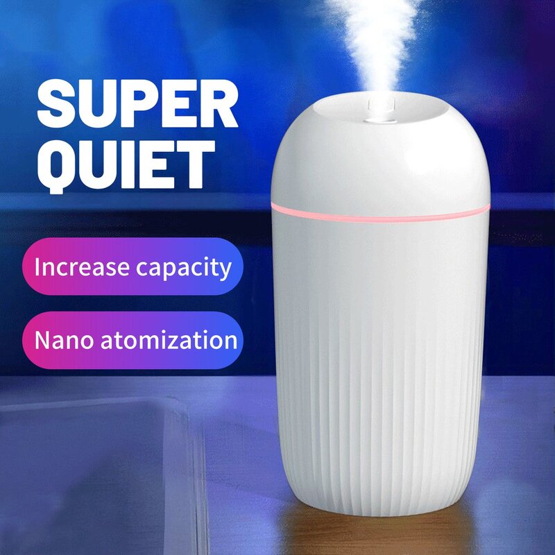 400ML Tabletop USB Air Humidifier Soft Night Light Aroma Diffuser Continuous/Intermittent Spray Mode For Home Car