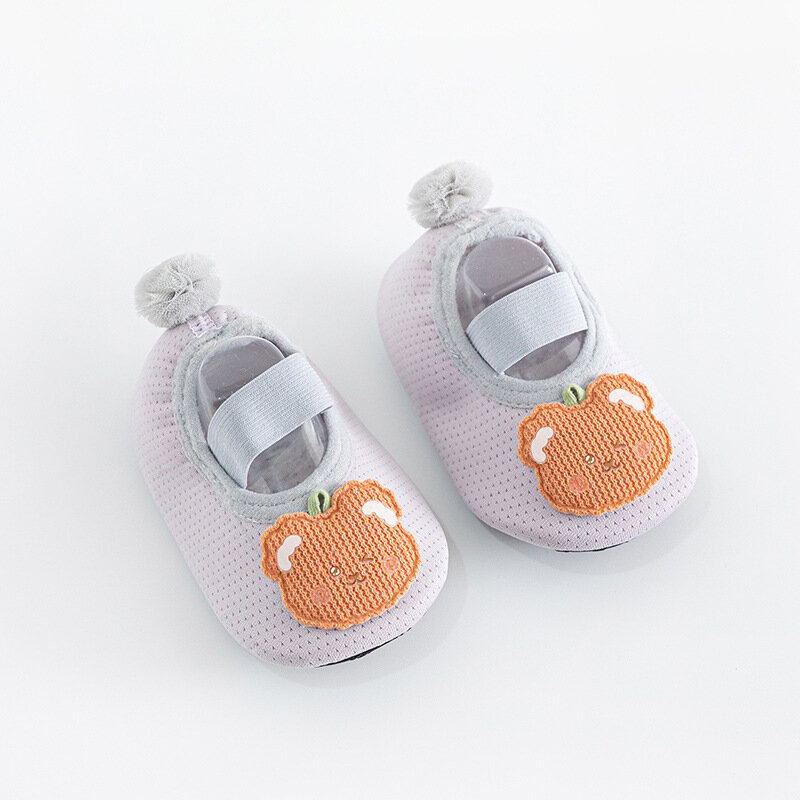 Sapatos de piso de malha respirável antiderrapante para bebê criança, calçado de primavera e verão para crianças pequenas, sapatos de urso de encadernação