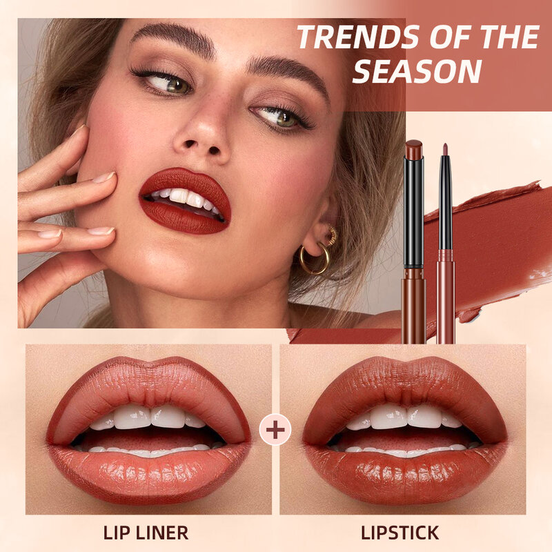 2023 neue matte nackte Lippenstift Stift langlebige Lip liner Lippenstift wasserdichte Lip Liner Kontur sexy rote Lippen Make-up-Set für Frauen