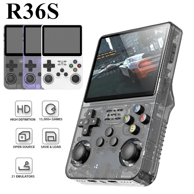 R36S 레트로 휴대용 비디오 게임 콘솔, 리눅스 시스템, 3.5 인치 IPS 스크린, 휴대용 포켓 비디오 플레이어, 128GB 게임, 소년 선물