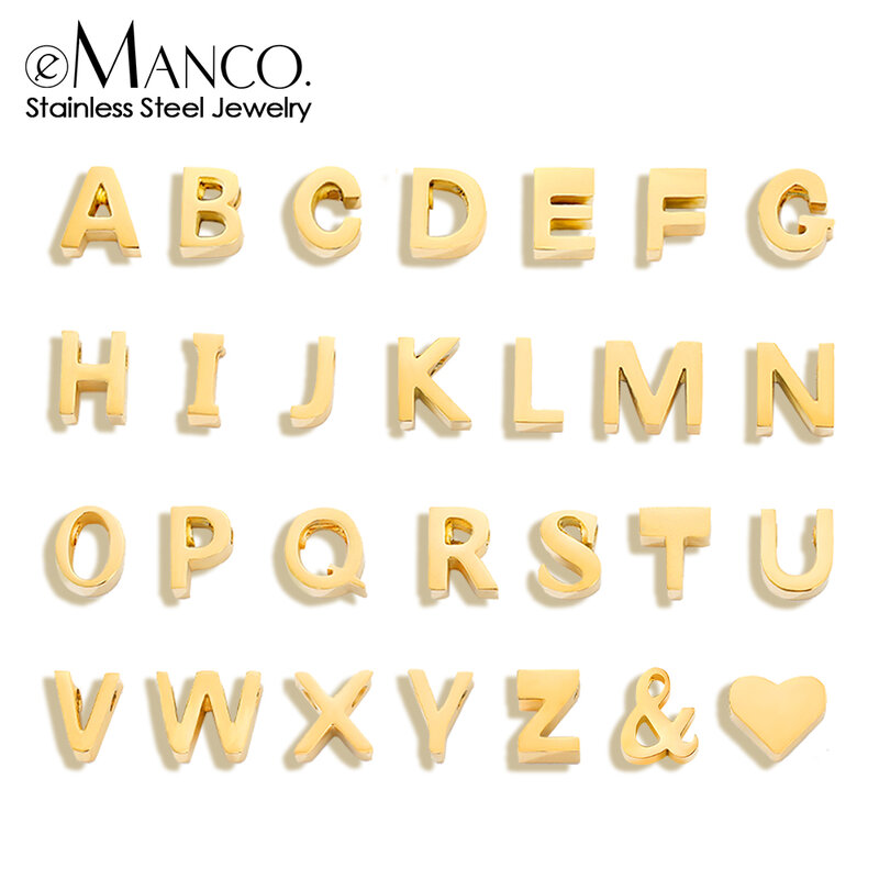 EManc Tiny Heart Dainty Charm iniziale Color oro argento colore lettera nome ciondolo per le donne alfabeto all'ingrosso A-Z gioielli regalo