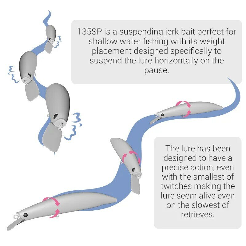 NOEBY Menangguhkan Ikan Kecil 135Mm 30G Umpan Pancing Buatan Umpan Keras Wobbler Casting Panjang untuk Bass Pike Jerkbait Umpan Pancing