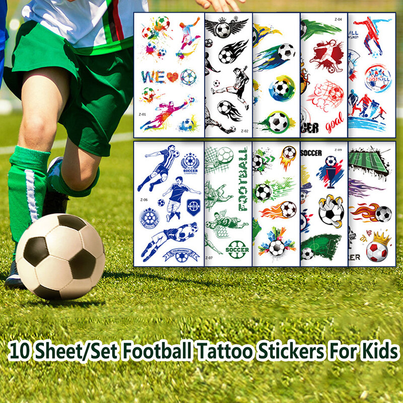 Tatuagem Temporária de Futebol para Crianças, Tatuagem Fake Fan, Adesivo de Futebol para Criança, Tatuagem Impermeável para Mão Braço e Pé