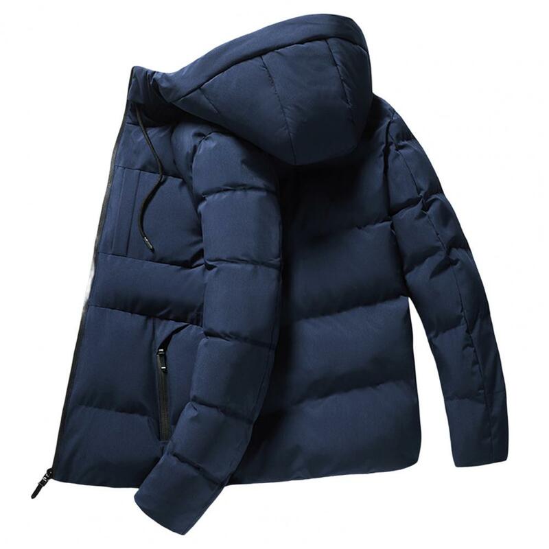 Blusão com capuz acolchoado de algodão masculino, jaqueta monocromática, enchimento fofo, zíper, à prova de frio, outono, inverno, 2022