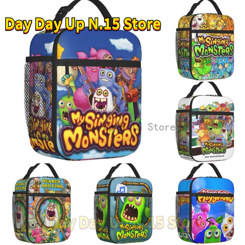 Meus Monstros Cantando Personagens Lunch Bag Isolado Leakproof Cartoon Anime Game Cooler Thermal Lunch Tote Kids School Children