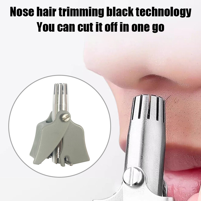 Pemangkas rambut hidung tanpa suara, alat pangkas rambut Manual Stainless Steel cocok untuk pisau cukur rambut hidung dapat dicuci portabel