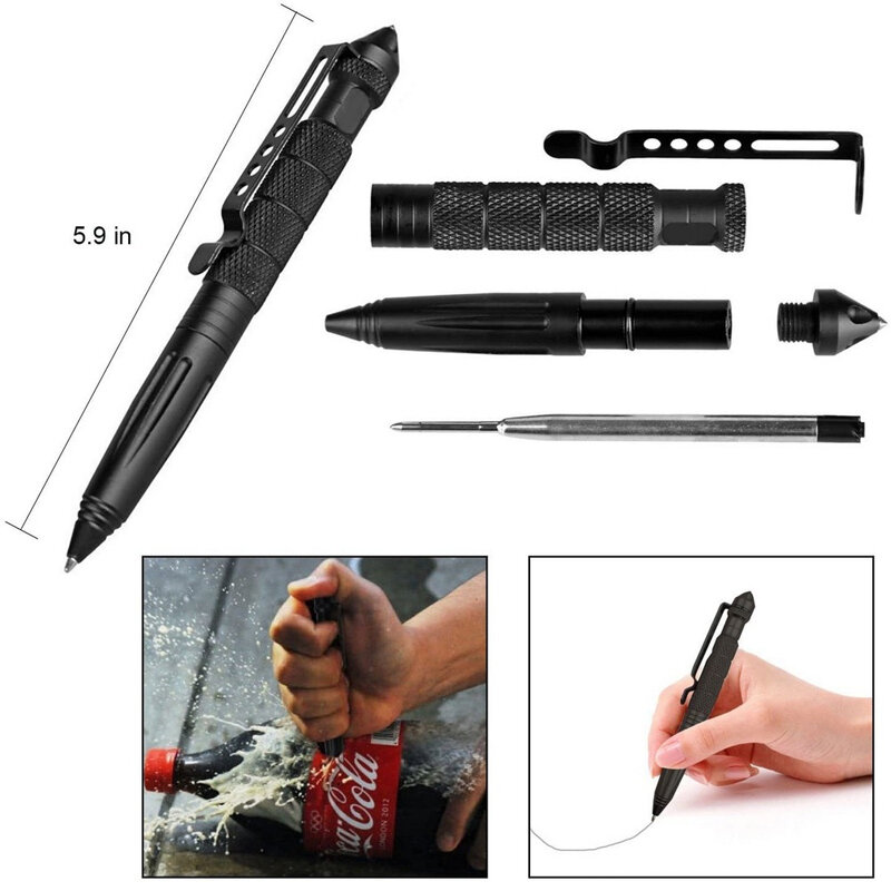 Outdoor Edc Militaire Tactische Pen Multifunctionele Zelfverdediging Aluminium Noodglazen Breker Pen Security Survival Tool