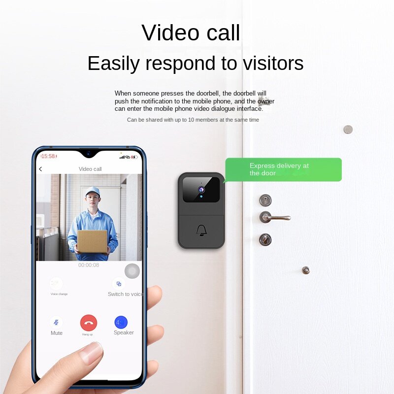 Nieuwe D9 Intelligente Visuele Deurbel Universele Deurbel Afstandsbediening Home Surveillance Video Intercom Hd Night Vision