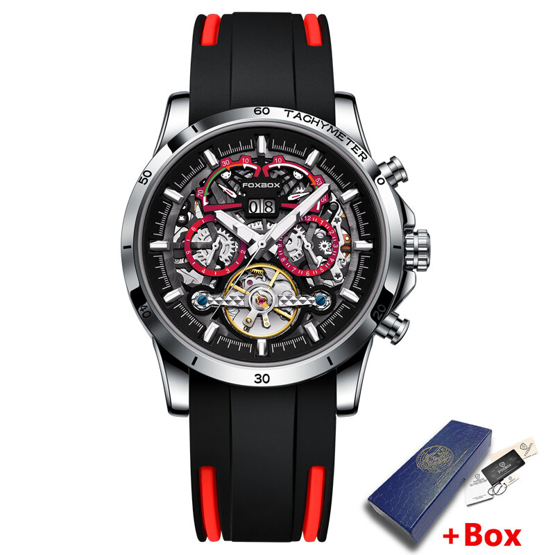 LIGE DESIGN – montre-bracelet mécanique pour hommes, classique, de luxe, automatique, Silicone, étanche, marque, horloge à Tourbillon