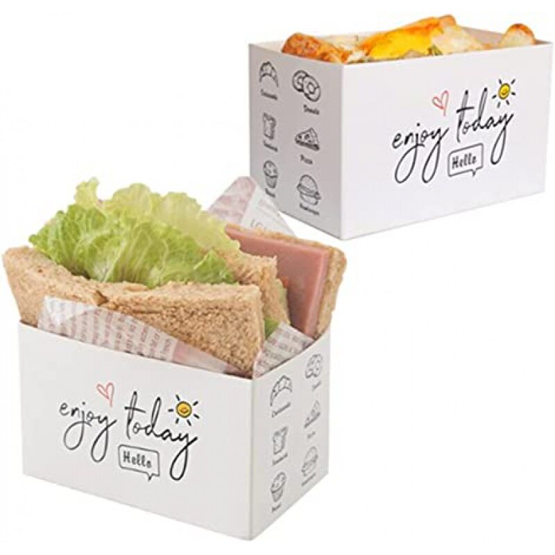 Kustom productCustom kotak Burger Mini baki roti bakar pemegang kotak kemasan wafel donat anjing panas Sandwich untuk mengambil keluar