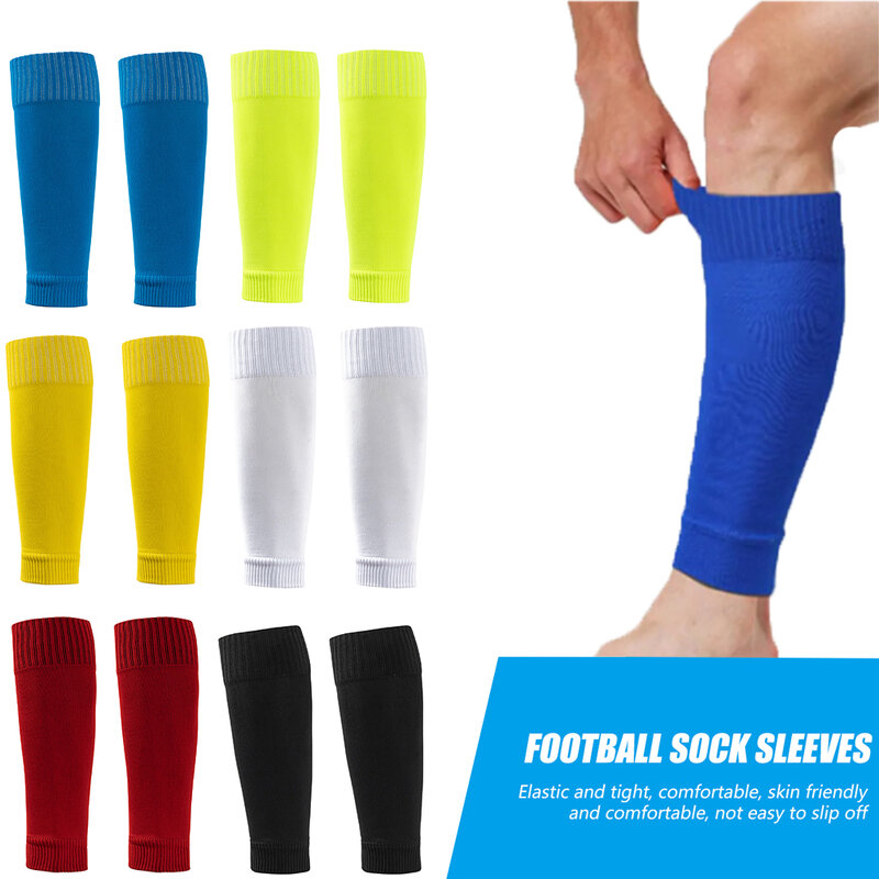 Kaus kaki olahraga dewasa untuk pria, Pelindung kaki lengan basket sepak bola warna Solid, kaus kaki betis pelindung tulang kering penutup kaki