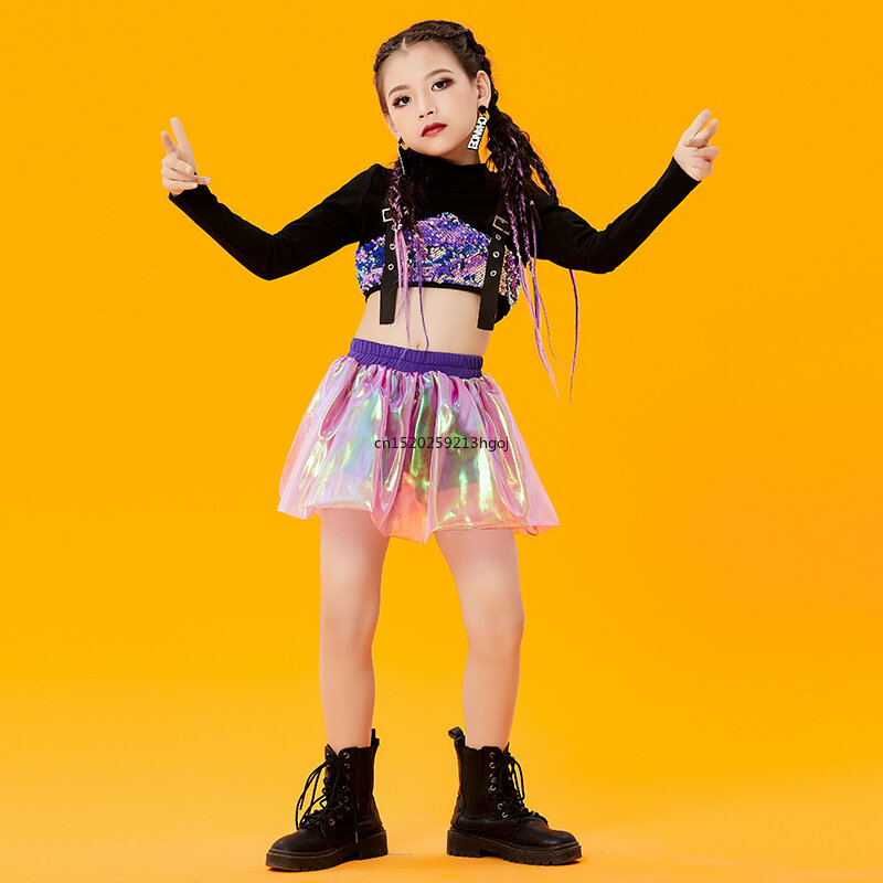New Jazz Dance Girl Performance Clothing Set for Children's Cheerleading Team Internet Celebrity Dance Clothing Trend