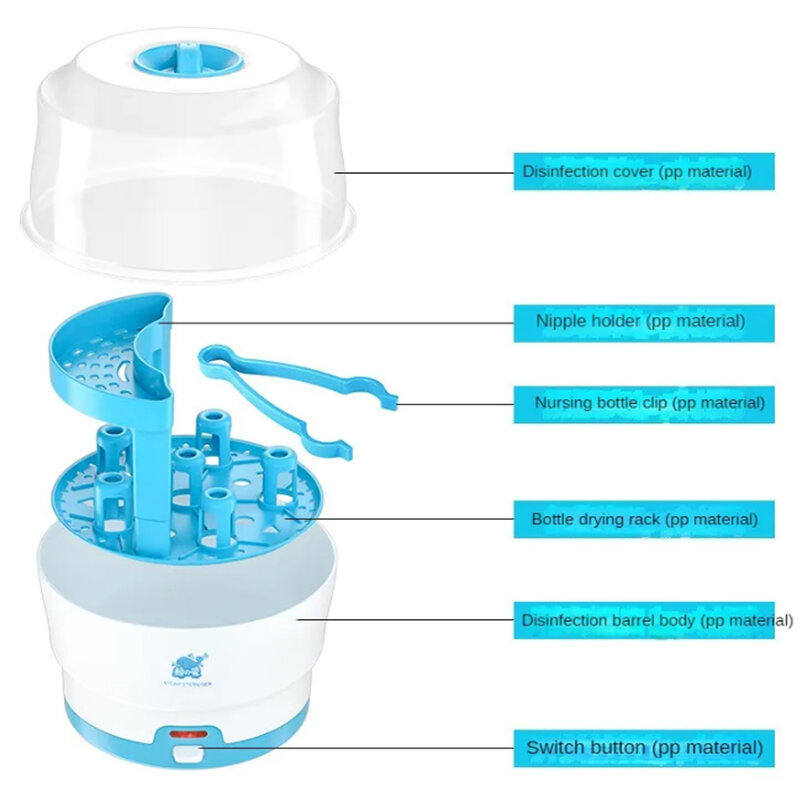 Baby Bottle Sterilizer Easy One Button Control Electric Bottle Sterilizers for Baby Bottles Pacifiers Breast Pump Parts BPA-Free