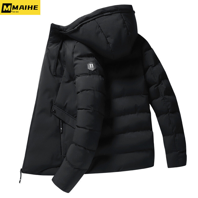 Мужская хлопковая куртка, однотонная Повседневная Толстая куртка, пуховик из хлопка для осени и зимы, 2023