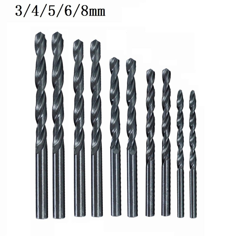Foret d'essorage noir revêtu Hsynchro, bois, métal, plastique, 3mm, 4mm, 5mm, 6mm, 8mm, accessoires pour outils électriques, 10 pièces