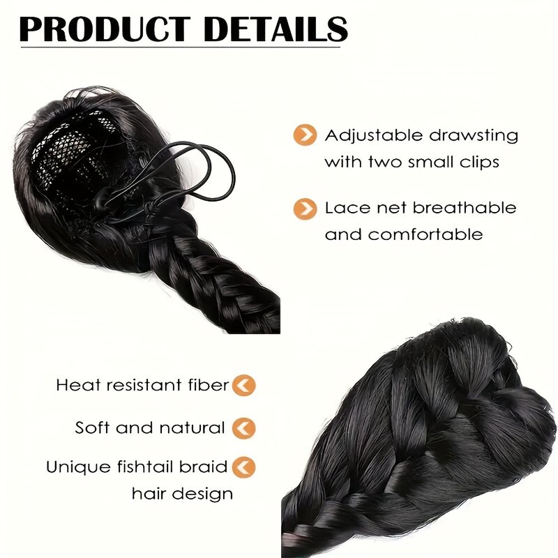 Synthetic Fishbone Braid Drawstring Ponytail Hair Extensions wigs 22inch Adjustable pony tail pigtail hair extensions for women