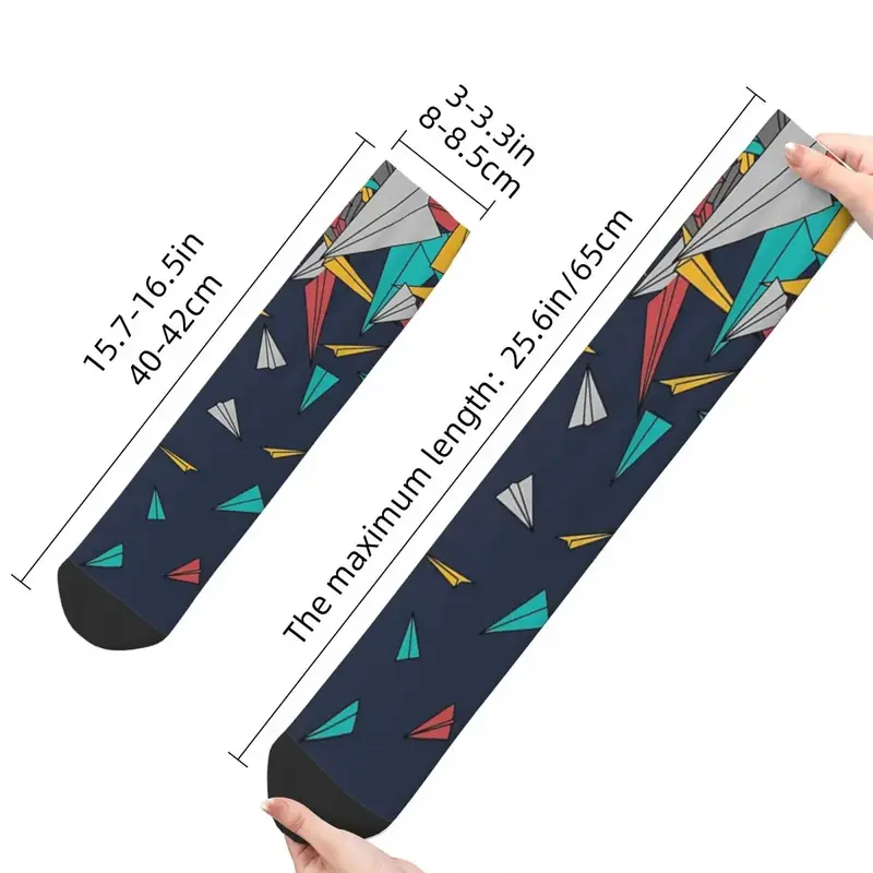 All Seasons Crew Stockings Flying Paper Planes Socks Harajuku Crazy Hip Hop Long Socks Accessories for Men Women Gifts