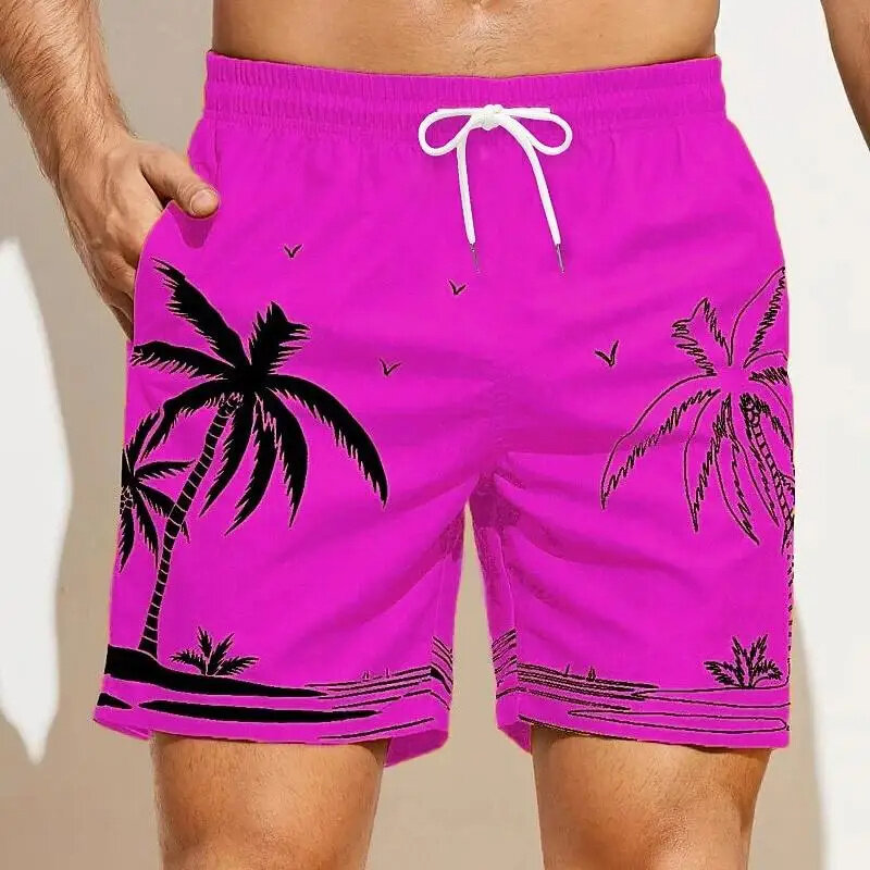 Summer Harajuku 3D Tropic Cocoanut Trees Printing Beach Shorts Flowers Graphic Shorts Men Fashion Streetwear Short Pants Clothes