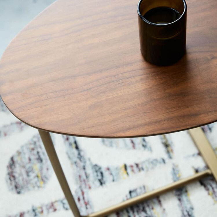 Table d'appoint en fer et en bois massif, Table de chevet ovale, Simple, moderne, Art, canapé, pour la lecture, le thé, comptoir, MJ1103