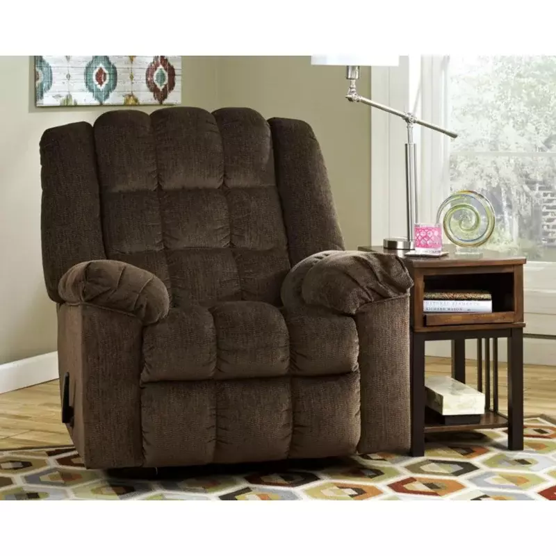 Фирменный дизайн Эшли лудден ультра плюшевое кресло-качалка с откидной спинкой темно-коричневого цвета