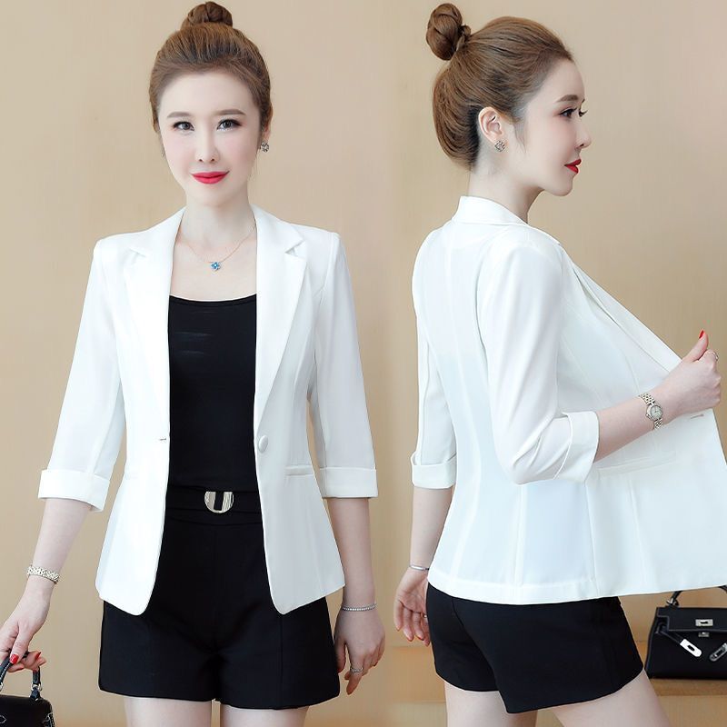 Korean Version Slim fit Ladies Small Suit Jacket 2024 Spring Summer New Fashion Elegant Lace Coat Women Black White Short B12