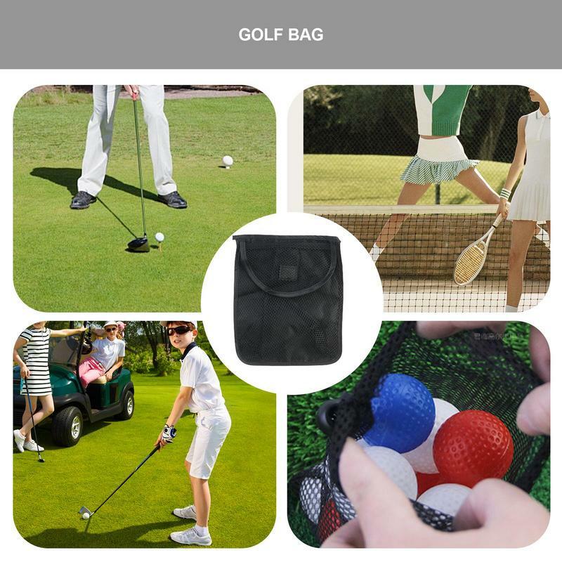 Tas pembawa bola Golf, kantong jala dapat dilipat menghemat ruang untuk bola tenis, tas jaring hitam untuk latihan jarak mengemudi