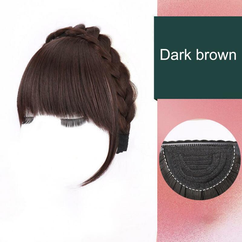 Women Hair Fake Headband Fringes Air Bangs Wig Japanese Style Braided Headband Bangs Wig Fake Bangs 3D French Bang Wig Headband