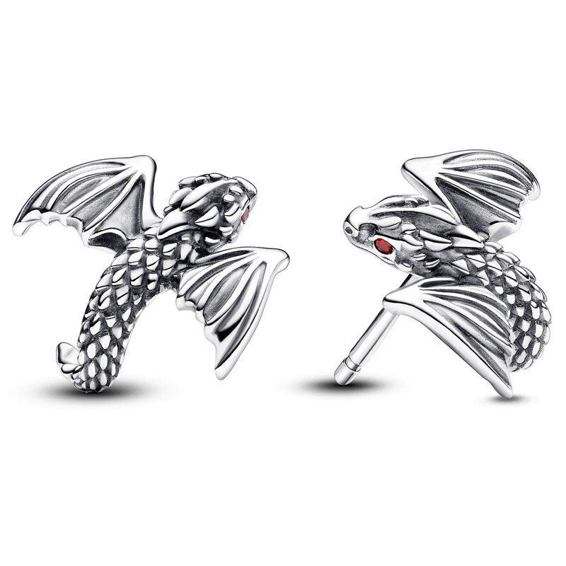 Autentico orecchino in argento Sterling 925 con drago orecchino a bottone con cristallo per regalo di gioielli popolari femminili