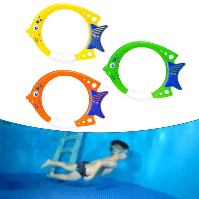 Anillo de pez de juguete para niños, equipo de entrenamiento, anillos de natación, anillos de buceo en la piscina, juguetes para ejercicio acuático, deportes acuáticos, 3 uds.