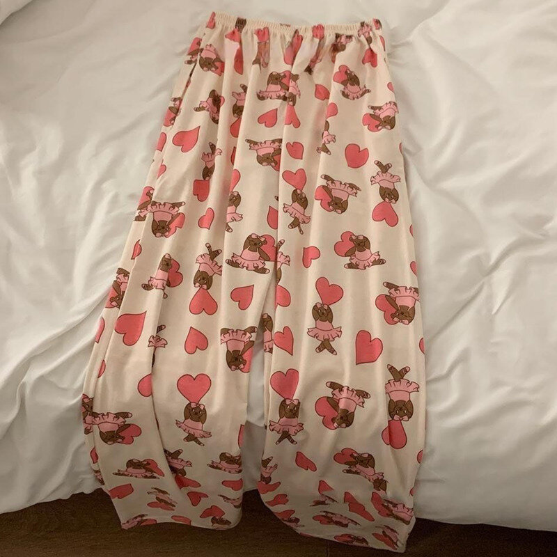 サンリオ-女の子のためのタンポプリンパンツ,学生のためのゆったりとした睡眠の服,サイズXL-6XL,薄い,夏