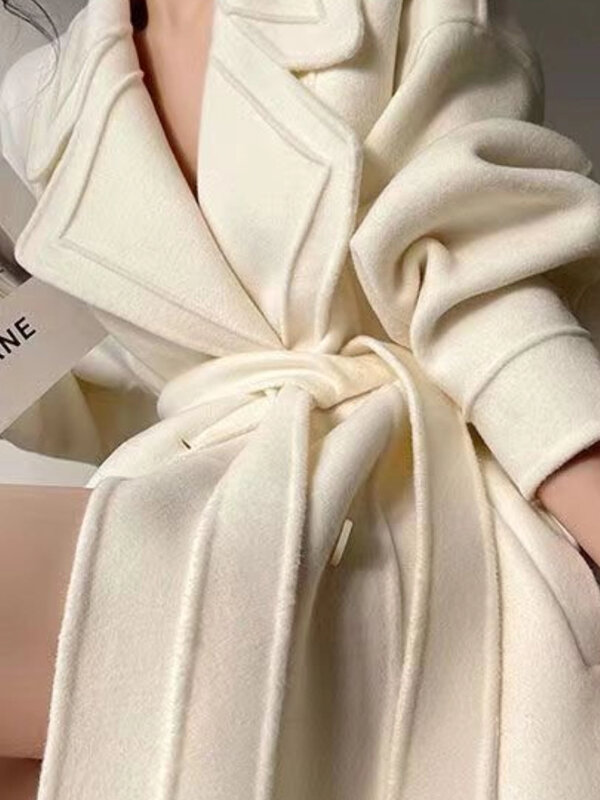 Fashion New Women Elegant Casual Woolen Coat Vintage Loose Solid Chic Fall Winter Outerwear Overcoat Female Clothes Warm Cloak