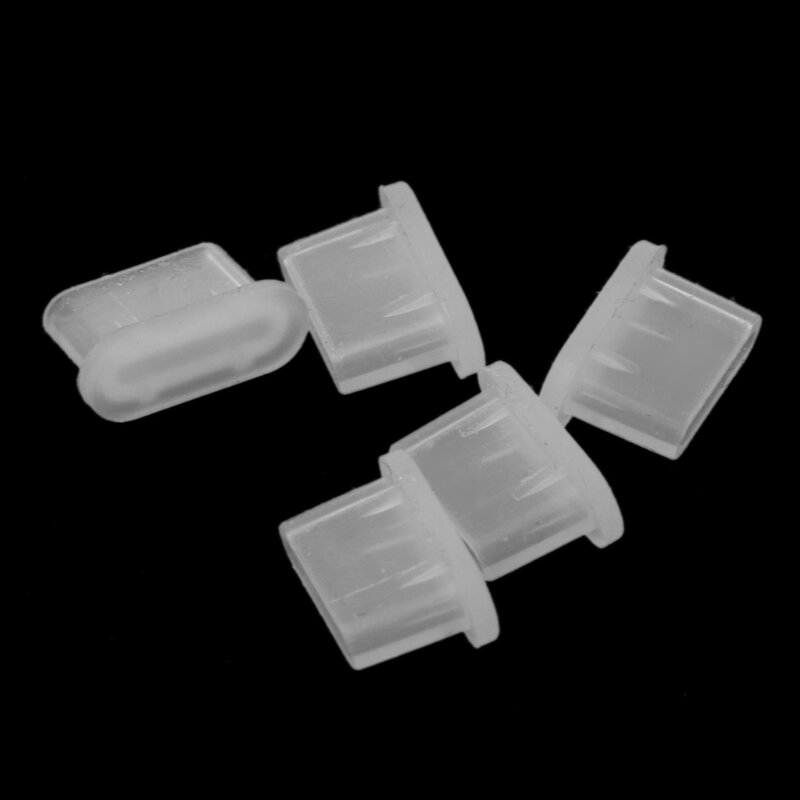 5 stuks draagbare siliconen type-c stofplug beschermt uw apparaten voor telefoonaccessoires helder / zwart drop shipping