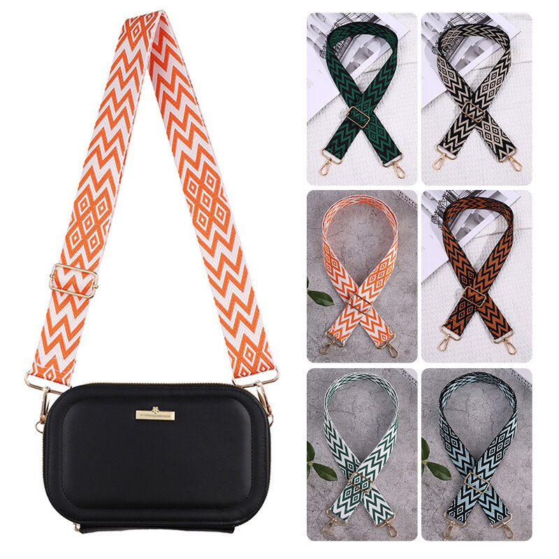 Tas tali selempang gaya nasional, tas tali bahu lebar, aksesori tas pegangan pengganti bordir modis dapat disesuaikan